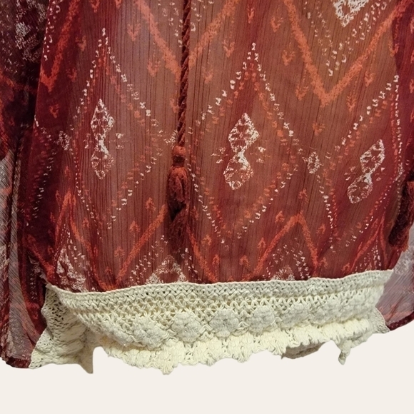 Hollister Poncho Sheer Top Sz Small Crochet Edge - Picture 3 of 5